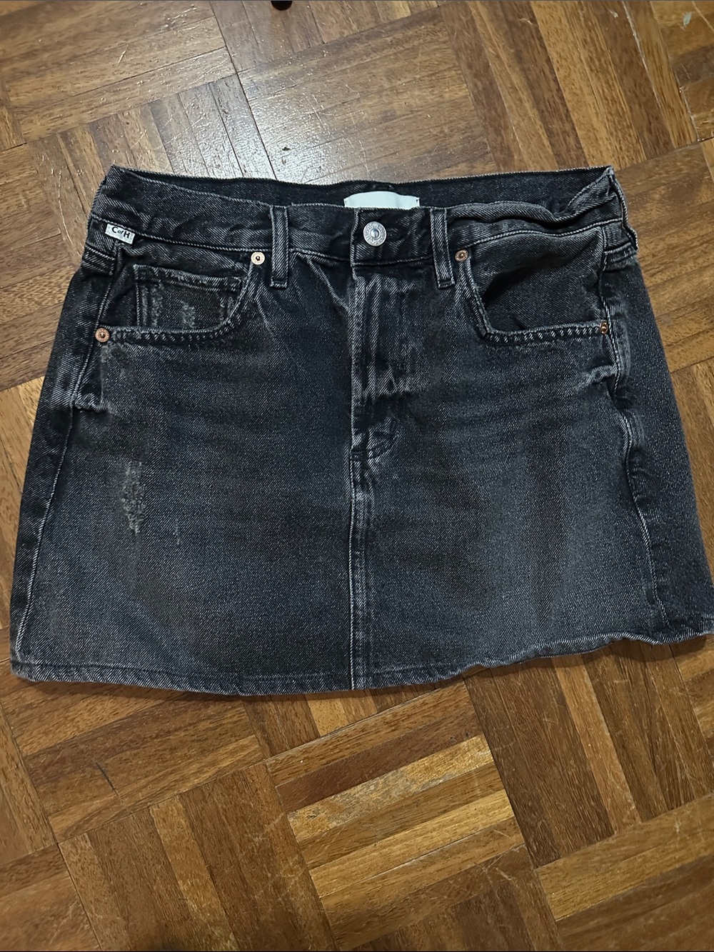 Citizens Of Humanity Washed Black Denim Mini Skirt